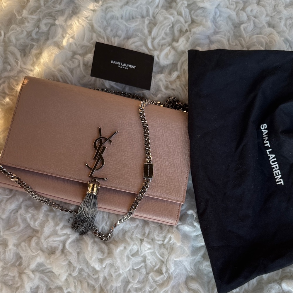 Saint Laurent Nude Pink Clutch with Chain